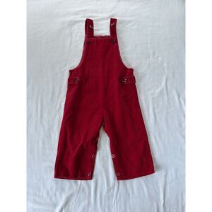 Little One's Vintage 1980's? Dark Red Overalls 100% Cotton, Size 24 Month, Doll